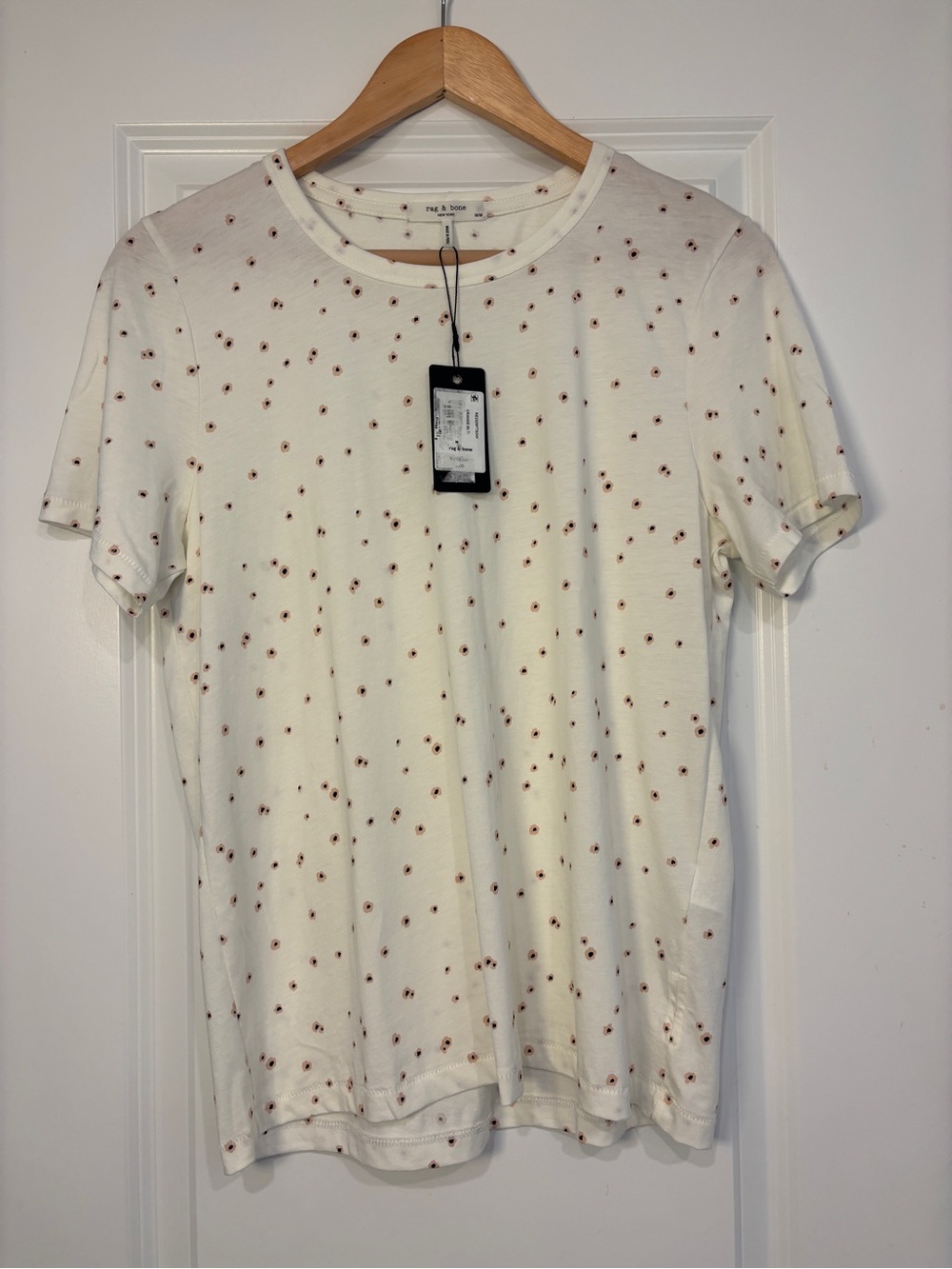 rag & bone Cream Crewneck Tee With Poppy Floral Print
